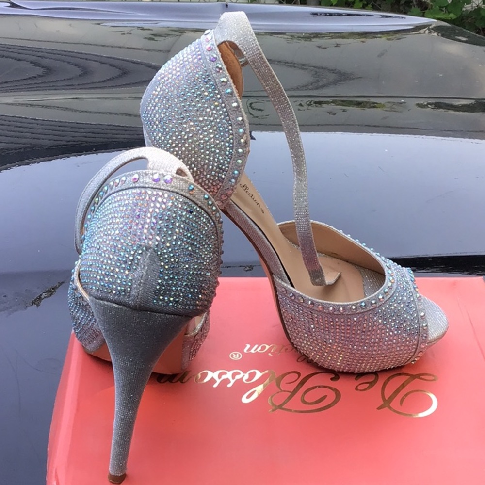 Silver Rhinestone Heels Shoesweddingpromgraduation - image 6